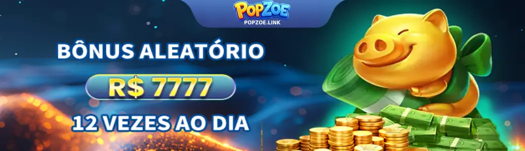 Banner de promoções POPZOE com bônus e recompensas para jogadores.