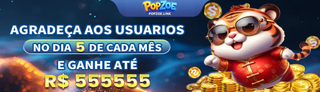 Banner de promoções POPZOE com bônus e recompensas para jogadores.