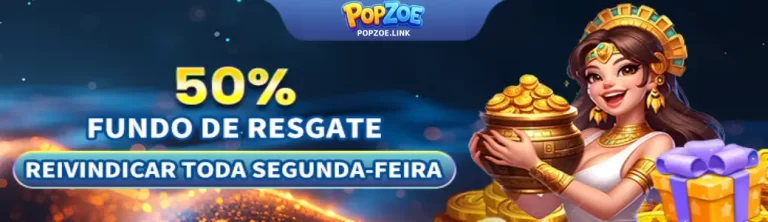 Banner de promoções POPZOE com bônus e recompensas para jogadores.